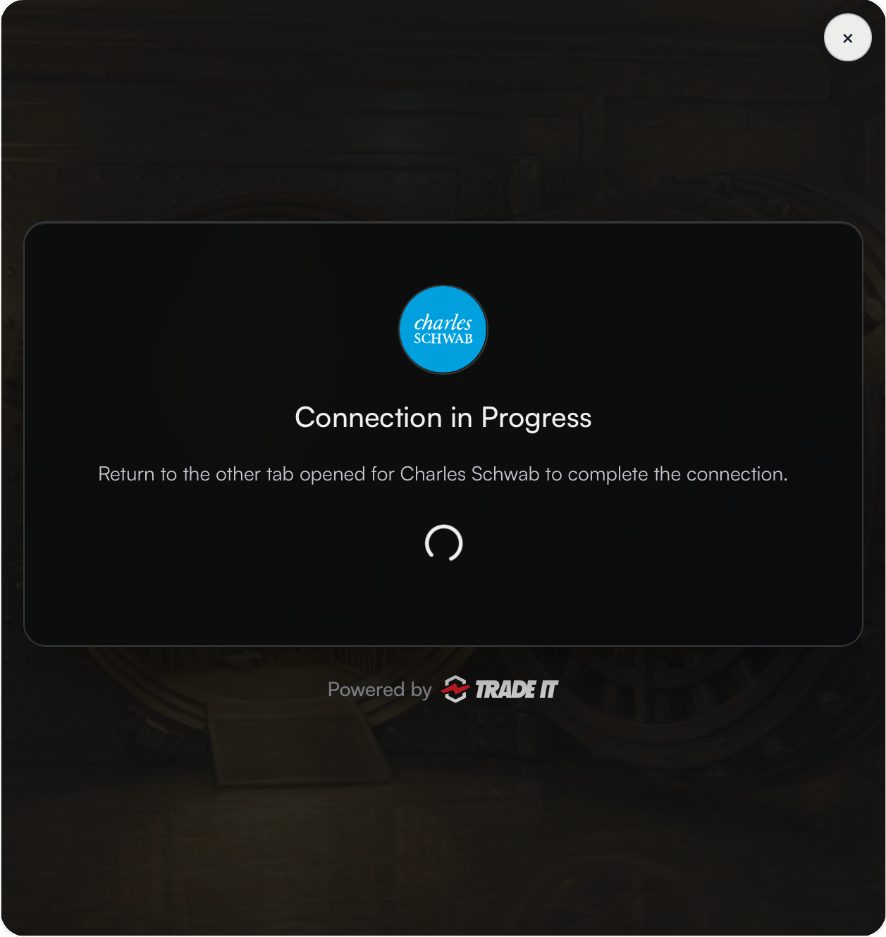 Portal waiting for brokerage authentication to finish.