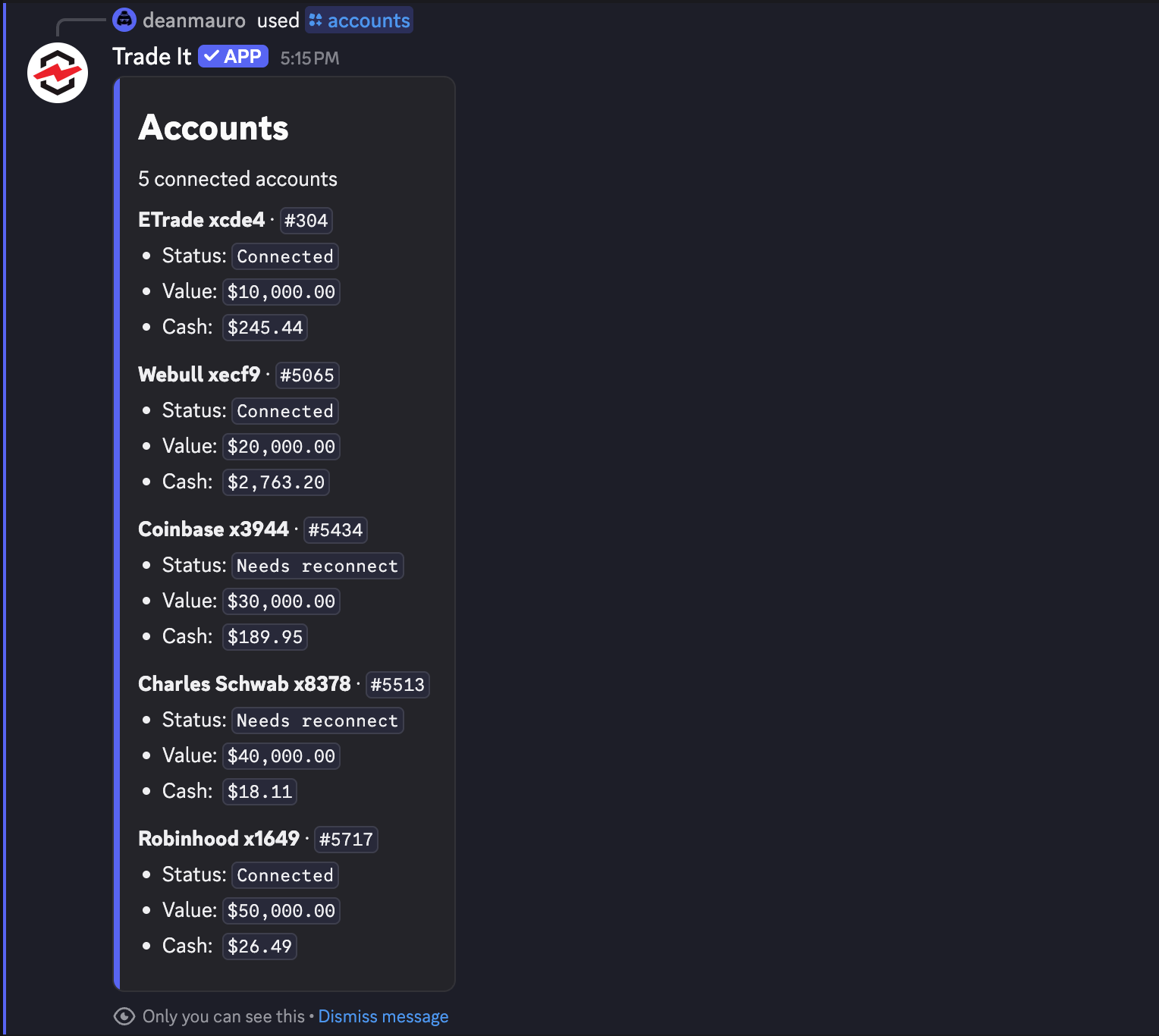 /accounts response