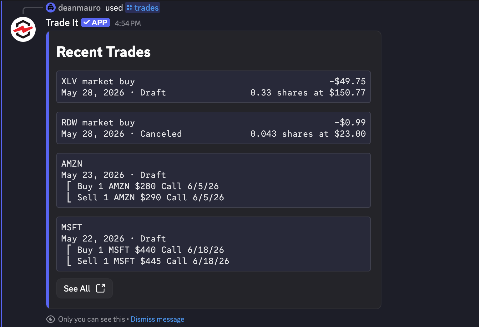 /trades response
