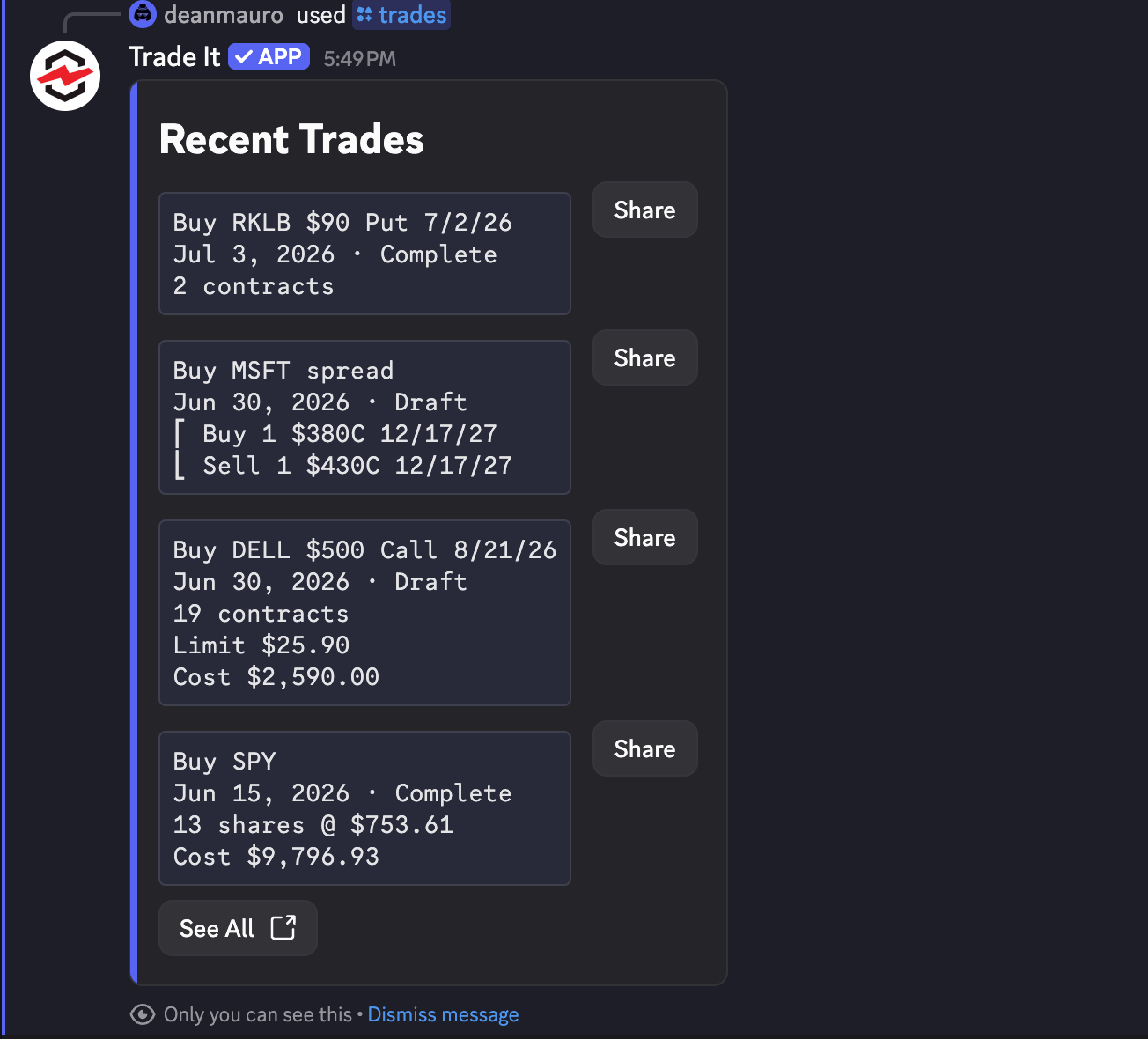 /trades response